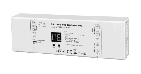 4 Kanal, DALI DT8 LED Dimmer, RGBW, Konstantstrom 700mA, max. 100W
