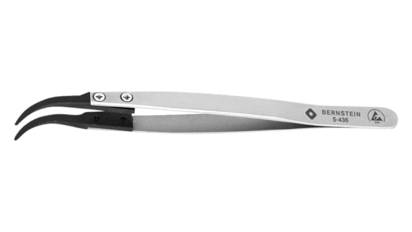 ESD Pinzette mit auswechselbaren Spitzen gebogen 0,2mm breit, leitend