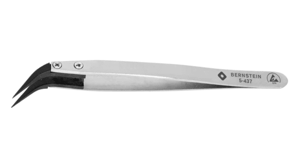 ESD Pinzette mit auswechselbaren Spitzen gebogen 0,1mm breit, leitend