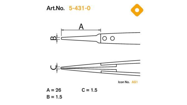 ESD Pinzette mit auswechselbaren Spitzen 1,5mm breit, leitend - Image 2