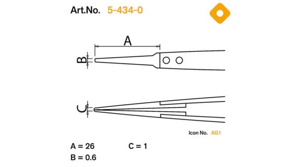 ESD Pinzette mit auswechselbaren Spitzen 0,6mm breit, leitend - Image 2