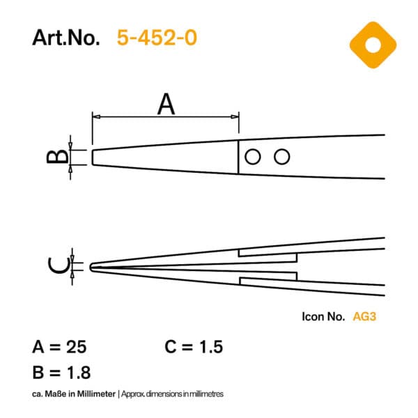 ESD Keramik Pinzette mit auswechselbaren Spitzen 2,0mm breit, ableitfähig - Image 2
