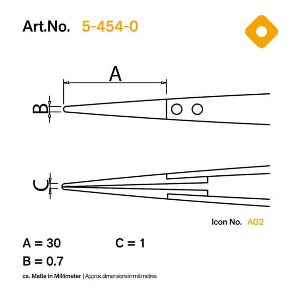 ESD Keramik Pinzette mit auswechselbaren Spitzen 0,7mm breit, ableitfähig - Image 2