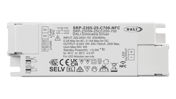 25W DALI2 DT6, AC-PUSH, Konstantstrom LED Treiber, NFC