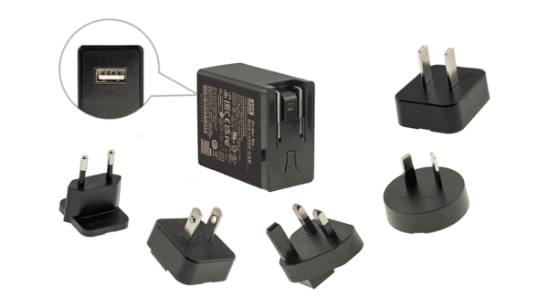 12W Steckernetzteil 5V/2.4A, Interchangeable AC type, USB Anschluss