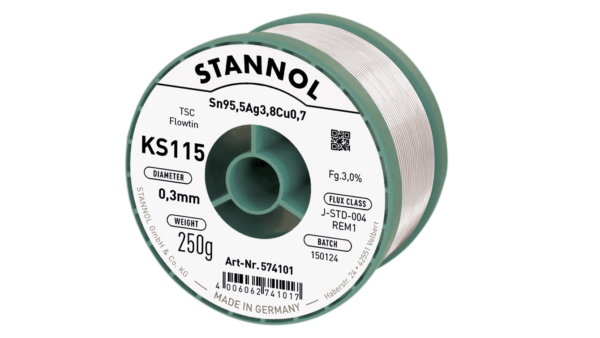 Lötdraht KS115, Sn95,5Ag3,8Cu0,7 - FLOWTIN TSC, RE M1, 0.3mm, 250g