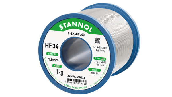 Lötdraht HF34, Sn60Pb40, OR M0, 1mm, 1000g