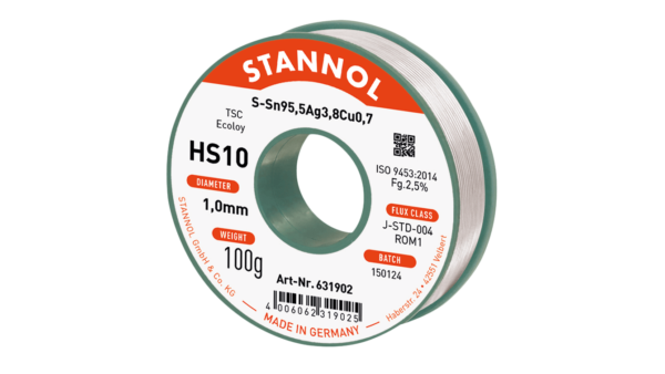 Lötdraht HS10, Sn95,5Ag3,8Cu0,7 - TSC, RO M1, 1mm, 100g