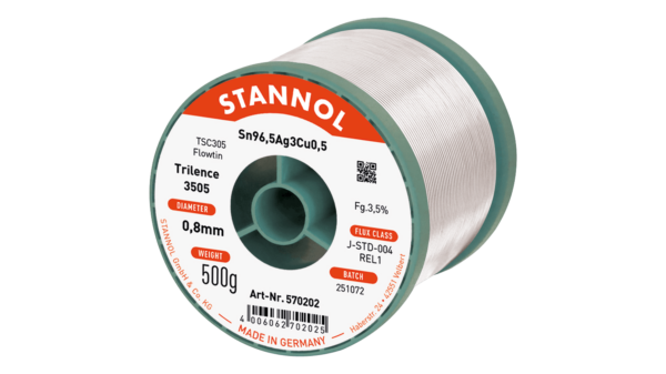 Lötdraht Trilence 3505, Sn96,5Ag3Cu0,5 - FLOWTIN TSC305, RE L1, 0.8mm, 500g
