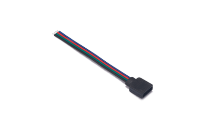 Flachsteckbuchse, 4polig mit Anschlusskabel RGB